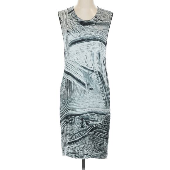 Helmet Lang 100% Silk Method Cutout Shift Dress Black Gray Marble Print P XS - Picture 3 of 12